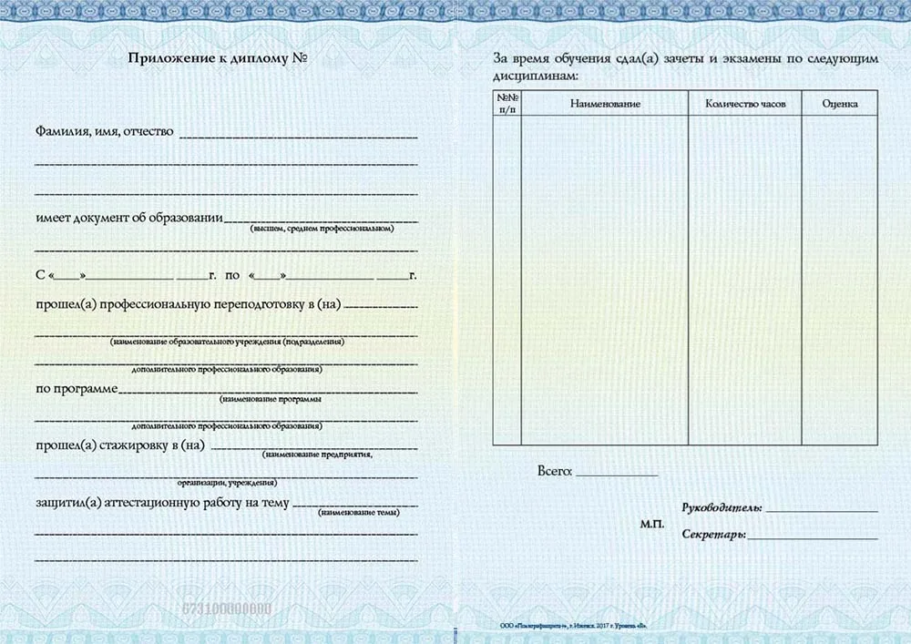 Приложение к Диплому